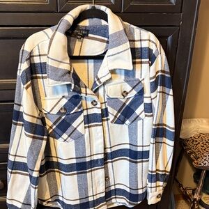 Love Tree Navy and Cream Plaid Jacket